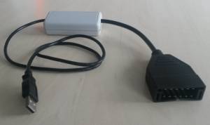 fertiges Interface mit Gehäuse, ALDL-Stecker und USB-Verlängerung